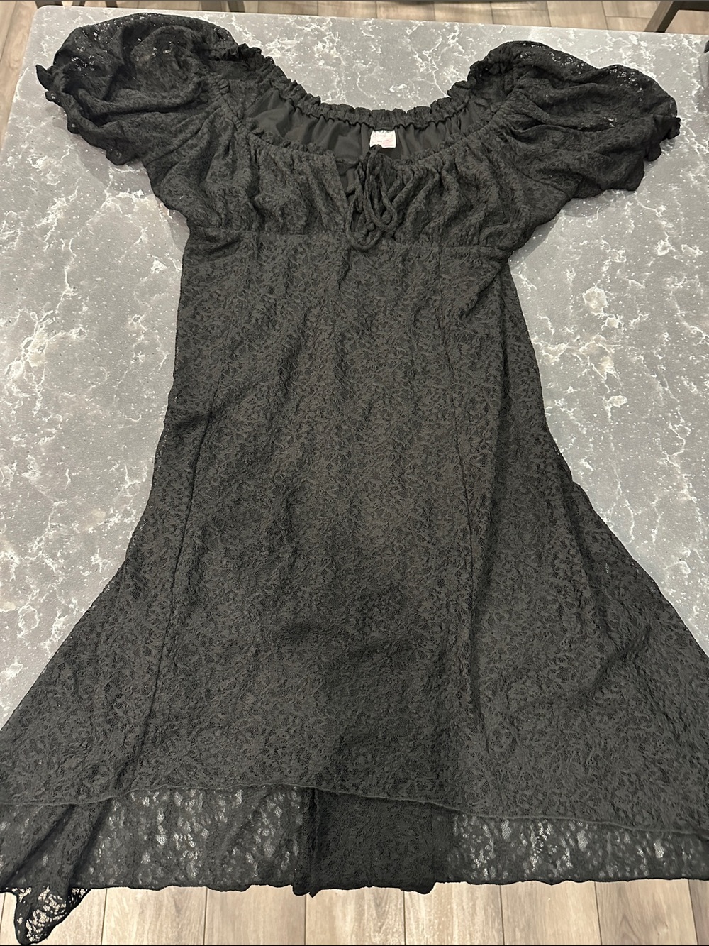 No Boundaries Black Lace Puff Sleeve Dress XXL/19